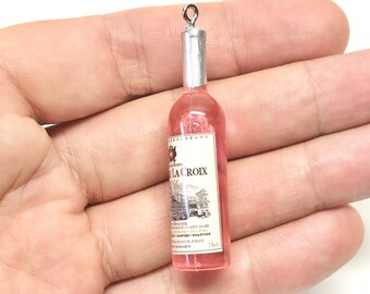 Wine Bottle with Glasses Silver Charm Pendant C1345 10 PCS