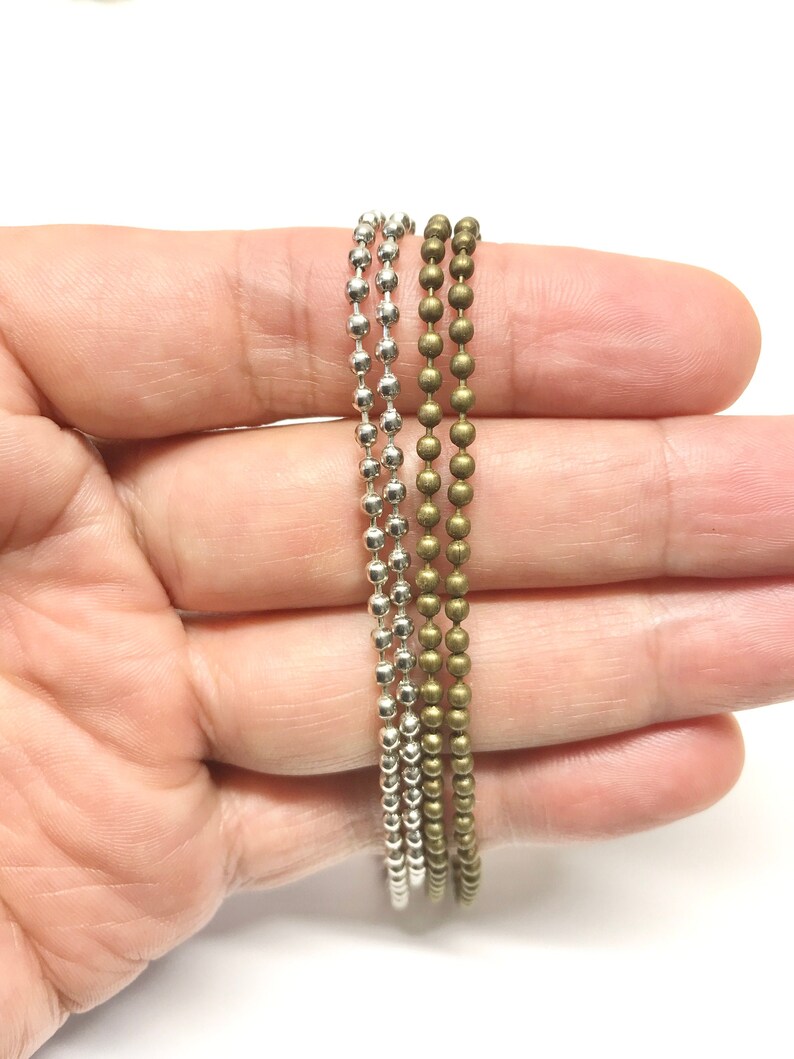 From 24 to 36 long, A00431 2.4 mm Ball Chains Necklace