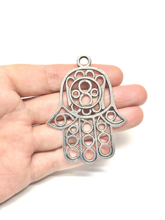 Hamsa Hand 25 mm 2 Pendant Charms Antique Silver Jewelry Crafts