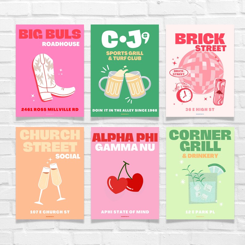 CUSTOM College Wall Art, College Town Print, Dorm Room Decor, Dorm