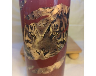 TATTOO TIGER 40oz Vacuum Insulated,  Double Wall Stainless Steel Water Bottle