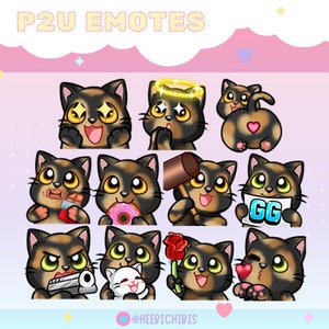 19 tortoiseshell Cat Twitch Emotes in 2 eye colors - Pack 1