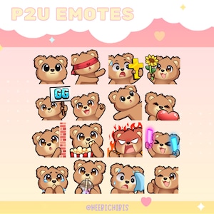16 gestos de Twitch de osito de peluche / Paquete 1