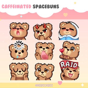9 emoticones de Twitch de osito de peluche marrón / Paquete 2