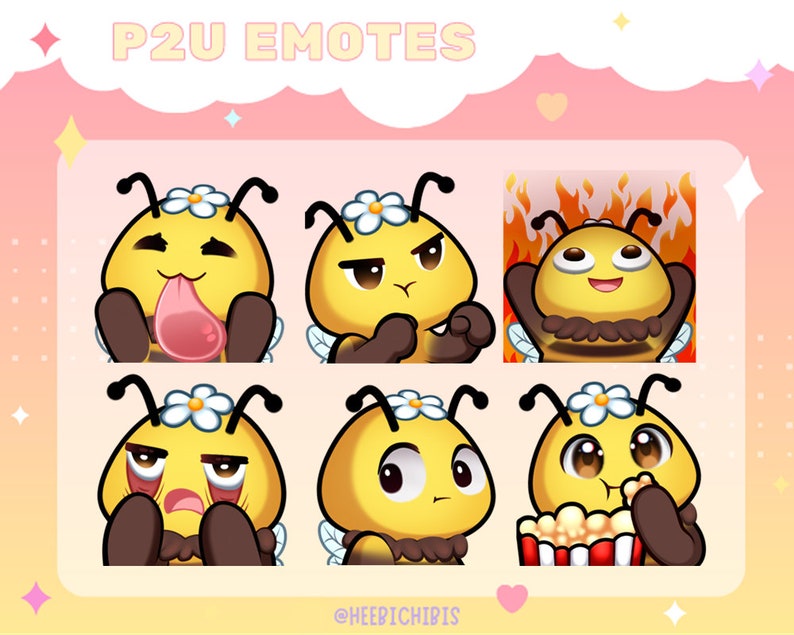 6 Bee Twitch Emotes With/without Flower | Pack 6 - Etsy