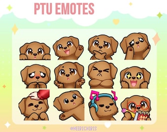 Red Retriever Twitch Emotes - 12 Chibi Dogs | Graphics for streamers (Pack 2)