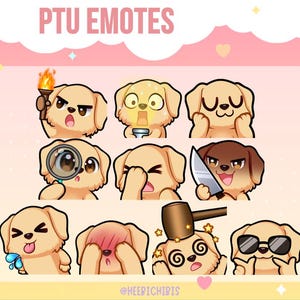 Golden Retriever Twitch Emotes  - 10 Dog emotes, Chibi style - Graphics for streamers (Pack 3)