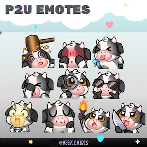 10 émoticônes Twitch vache noire | Lot 5