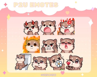 10 Otter Twitch Emotes Pack 3