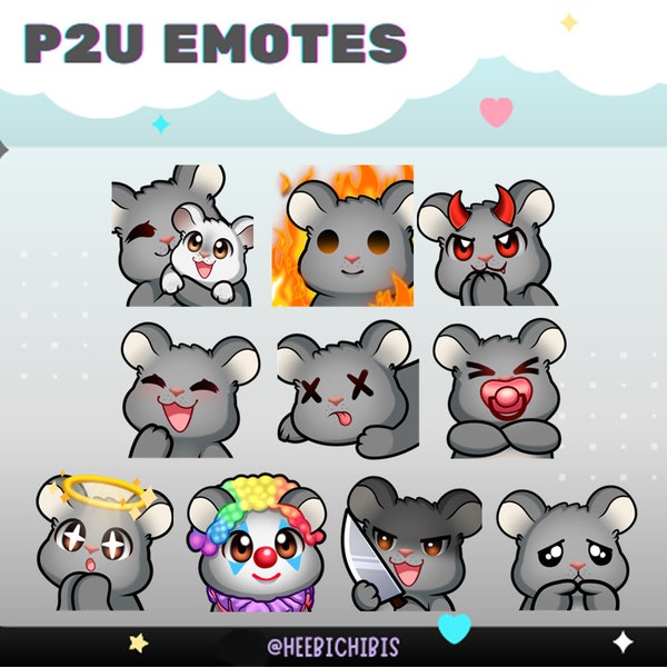 10 Chinchilla Twitch Emotes in 2 Eye Colors | Pack 2