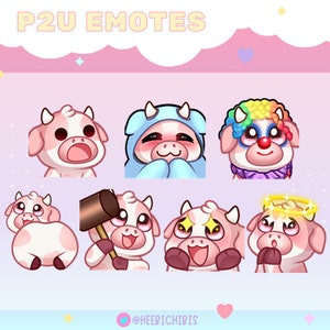 13 Pink Cow Twitch Emotes - Pack 1