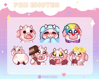13 Pink Cow Twitch Emotes - Pack 1