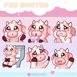 13 różowych emotikonów Twitch Cow - Pakiet 2