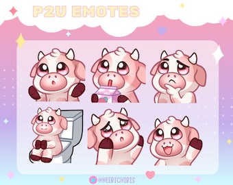 13 Pink Cow Twitch Emotes - Pack 2