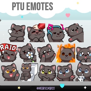 14 Black Cat Twitch Emotes in 3 eye colors Pack 3