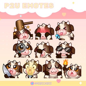 10 Brown Cow Twitch Emotes - Pack 4