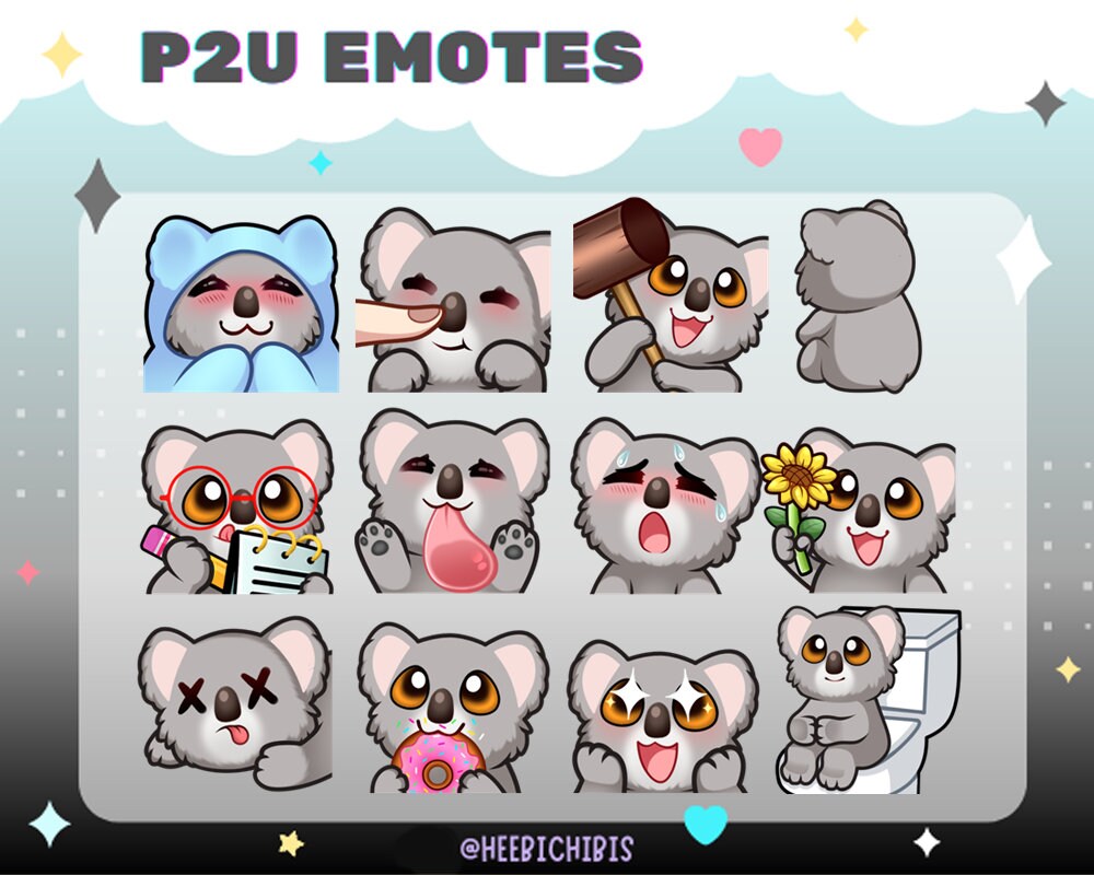 12 Koala Twitch Emotes | Pack 3