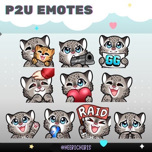 Grå Leopard Twitch-emotes | Paket 1