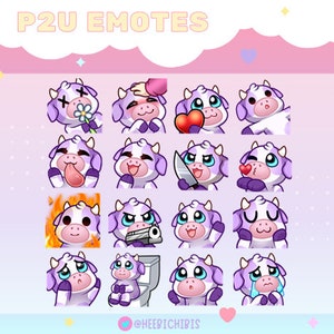 16 Purple Cow Twitch Emotes Pack 3