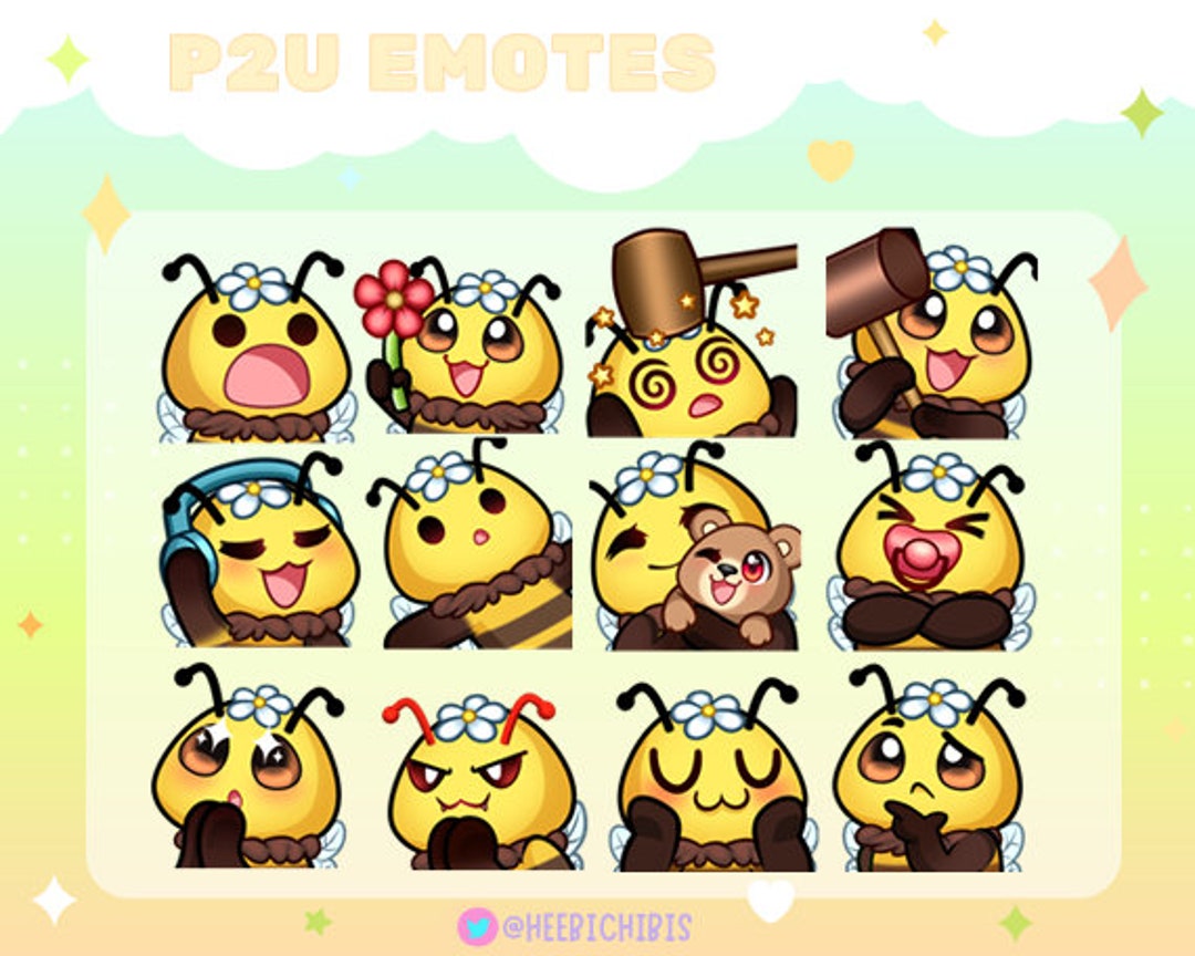 12 Bee Twitch Emotes With/without Flower | Pack 2 - Etsy