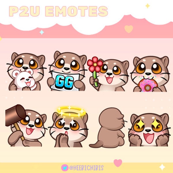 17 Otter Twitch Emotes - Pack 1
