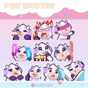 10 Purple Cow Twitch Emotes | Pack 4