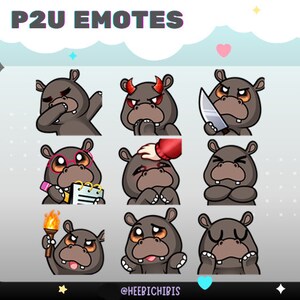 9 Hippo Twitch Emotes Pack 2