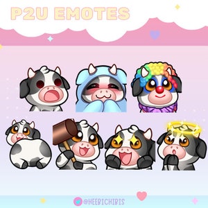 13 Black cow Twitch emotes - pack 1