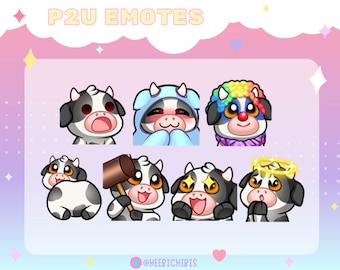 13 Black cow Twitch emotes - pack 1