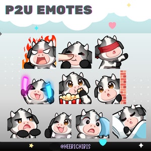 10 Black Cow Twitch Emotes | Pack 6