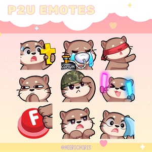 9 Otter Twitch Emotes | Pack 5