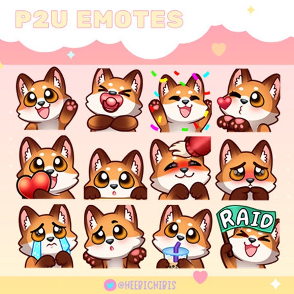 12 Fox Twitch Emotes - Pack 1