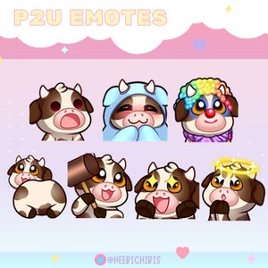 13 Brązowych Krów Twitch Emotes - Pakiet 1