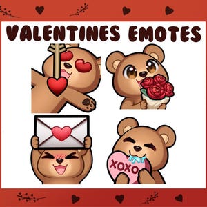4 Brown Bear Valentines Day Emotes
