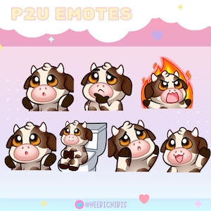 14 émoticônes Twitch vache brune - Lot de 3