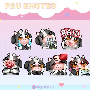 14 Black Cow Twitch Emotes - Pack 3