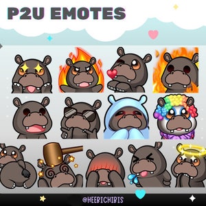 13 Hippo Twitch Emotes Pack 3