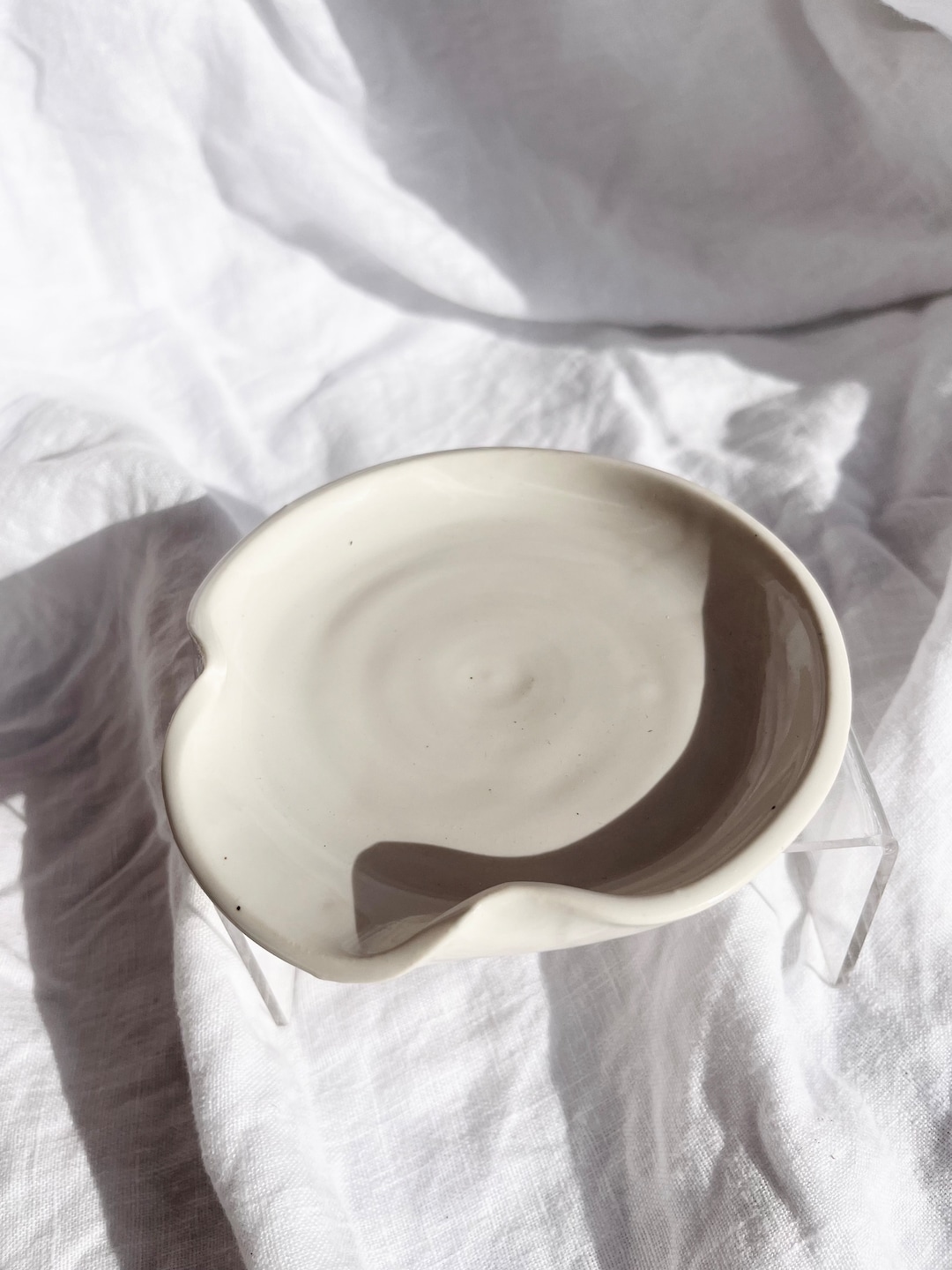Matte White Ceramic Clay Pottery Spoon Rest Etsy