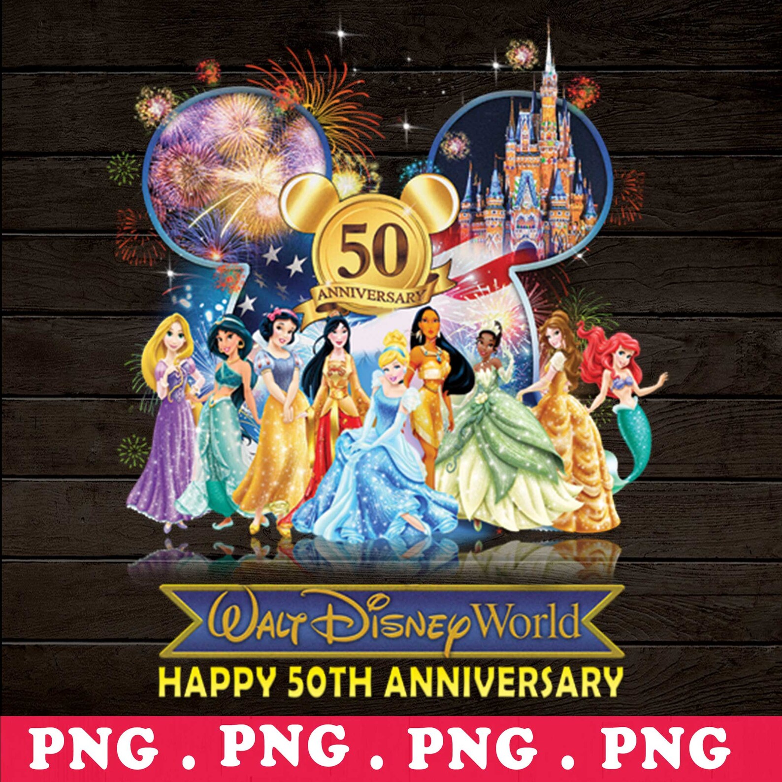 Feliz 50 aniversario Disney Png Disney Princess Png Etsy
