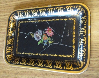 Hollywood Regency Tray Social Supper Floral Serving Tray