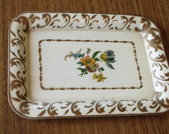 Hollywood Regency Tray Social Supper Floral Serving Tray