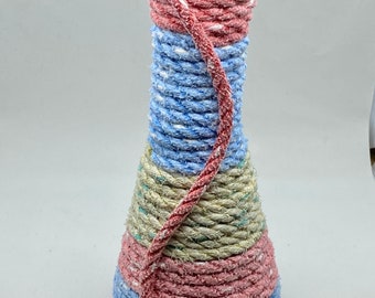 Repurposed fishing rope vase