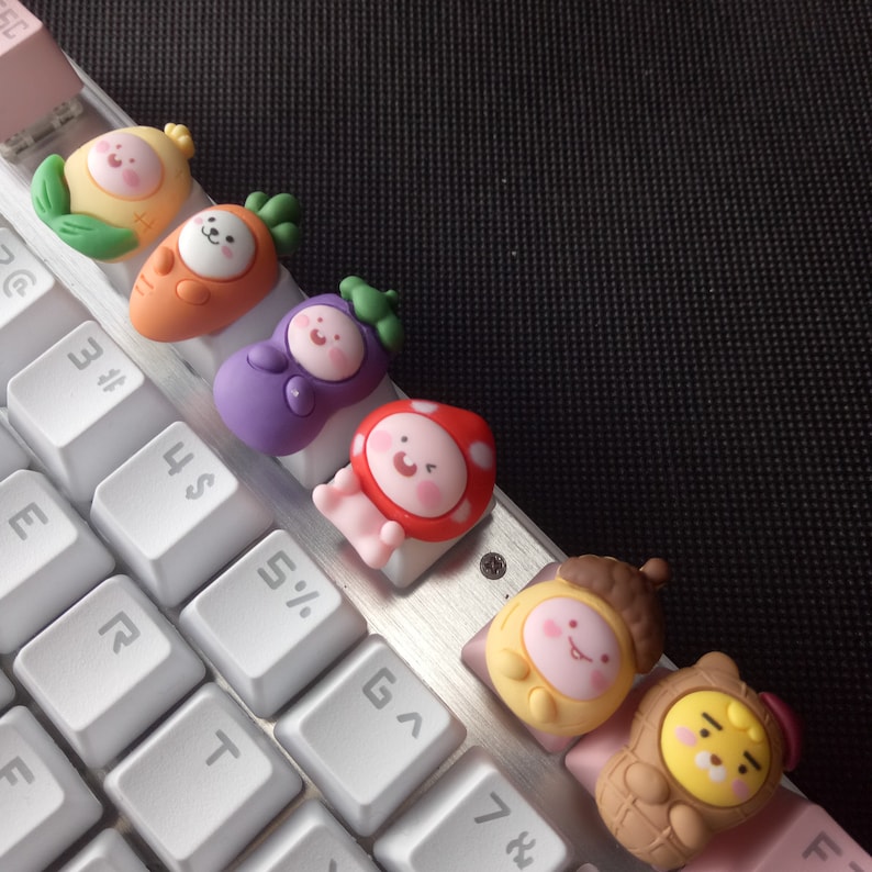 axis mechanical keyboard keycaps + Pink handmade vegetable keycaps are suitable for most cherry MX