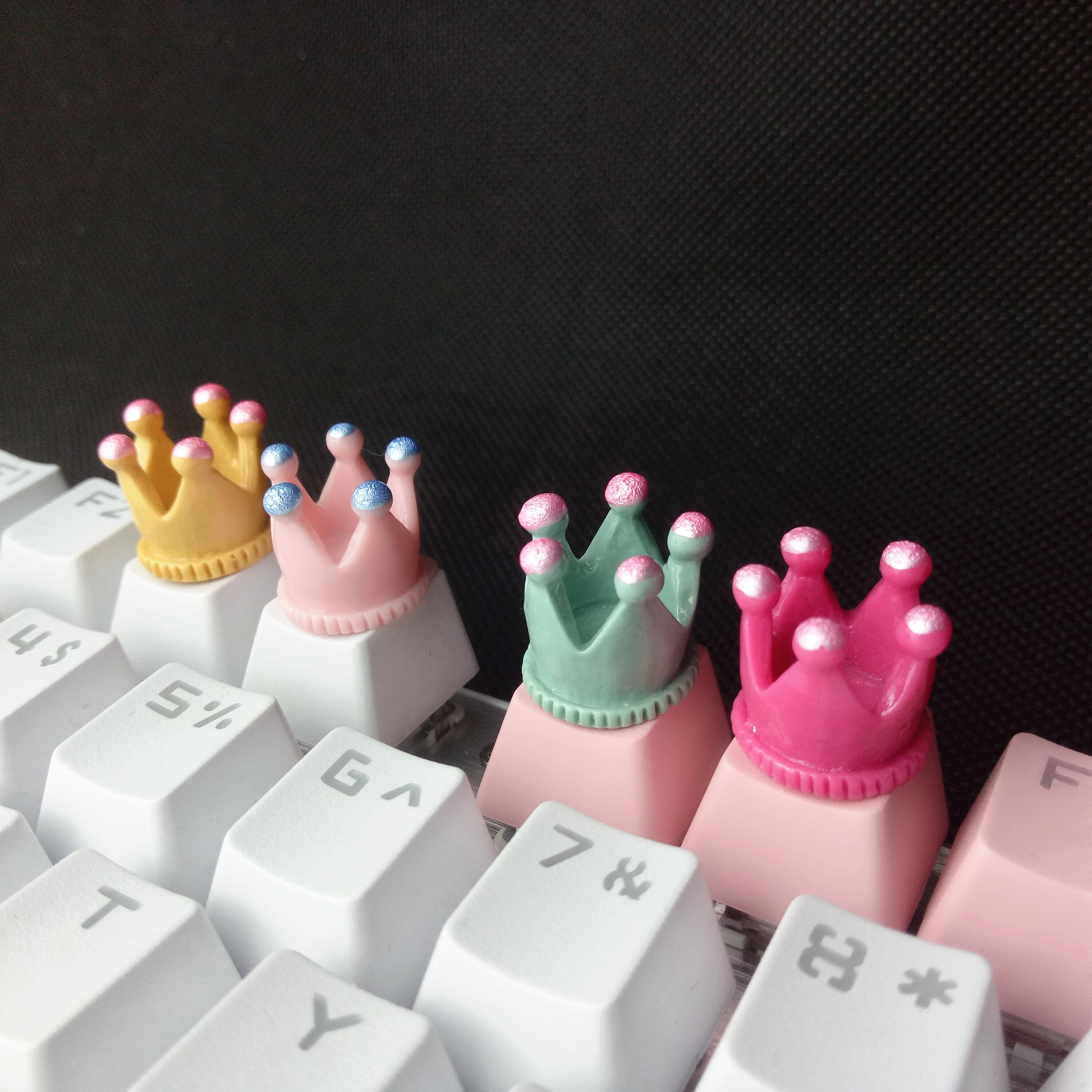 Pink keycaps keyboard crown keycap set girl gift customizable | Etsy