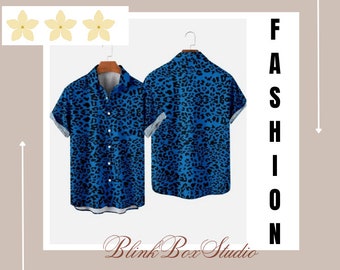 Hombre Hawaiian Shirt Fashion Leopard Print, 3D Printed Hawaiian Short Sleeve Beach Shirt