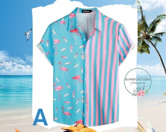 Diverse Flamingo and Nature Pattern Shirts, Hawaiian Shirts for Flamingo Lovers ; Hawaii Beach Scenery Nature Pattern Shirt Late Afternoon