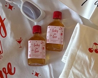 Personalized Lucky In Love Mini Shot Label | Bachelorette Party (Digital Download)