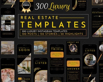 Luxury Real Estate Instagram Templates, Realtor Branding (Canva Editable)