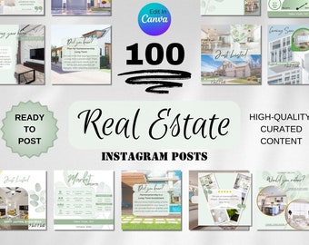 100 Real Estate Instagram Templates, Canva Editable Posts