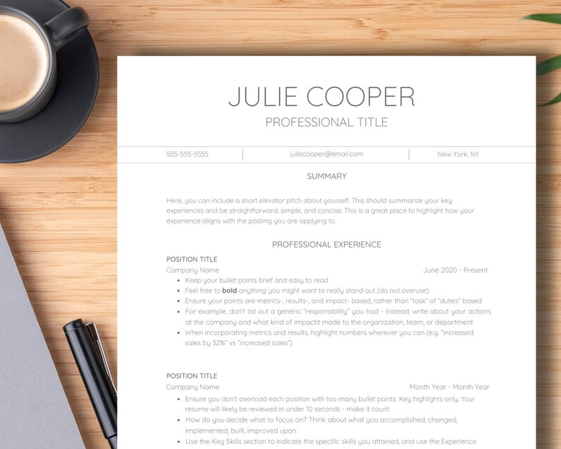 Informative Cv Example ATS Friendly Resume Template, CV Builder (google Docs, Word, Canva ...